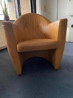2 Design Leren Stoelen, Huis en Inrichting, Fauteuils, Ophalen, Gebruikt, Minder dan 75 cm, Leer