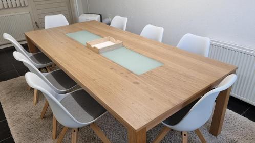 vergadertafel, 8 stoelen, klok en kapstok, Huis en Inrichting, Tafels | Eettafels, Zo goed als nieuw, 100 tot 150 cm, 200 cm of meer