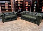 Chesterfield bankset 3x2, Ophalen, Gebruikt, 150 tot 200 cm, Chesterfield