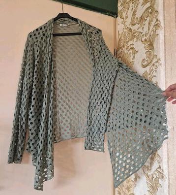 Als nieuw! Made in italy kaki viscose wijd gaten punten vest beschikbaar voor biedingen