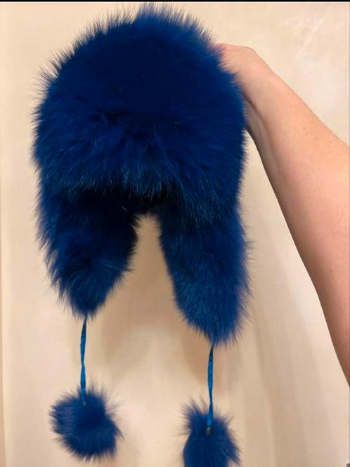 Konings blauw vossen bont muts, nieuw, Kleding | Dames, Mutsen, Sjaals en Handschoenen, Zo goed als nieuw, Muts, Verzenden
