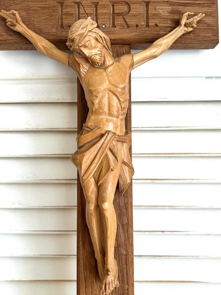 Houtsnijwerk corpus Jezus crucifix kruis, Antiek en Kunst, Antiek | Religie, Ophalen