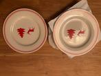 4 Kerst Ontbijtbordjes met Rendier, Huis en Inrichting, Keuken | Servies, Gebruikt, Ophalen of Verzenden, Bord(en), Overige stijlen