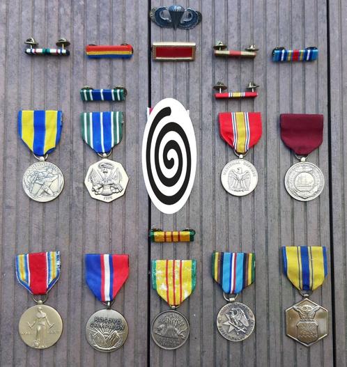 Lotje USA medailles en para wing, Verzamelen, Militaria | Algemeen, Landmacht, Lintje, Medaille of Wings, Amerika, Ophalen of Verzenden