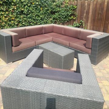 Bois le Duc hoek loungeset grijs wicker inclusief 2 tafeltje beschikbaar voor biedingen