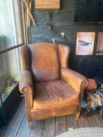 // LEUKE ÉCHT LEREN FAUTEUIL CHILLSTOEL LOUNGE STOEL COGNAC, Ophalen of Verzenden, Zo goed als nieuw, 50 tot 75 cm, Leer