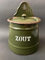 Donker Groen Emaille BK Zout Bakje met Bies, Ophalen of Verzenden