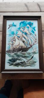 Oud Tegeltableau Zijlschepen - 6 Tegels, Antiek en Kunst, Antiek | Wandborden en Tegels, Ophalen