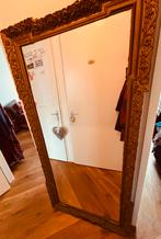 Antiek staande vergulde gouden spiegel, Antiek en Kunst, Ophalen of Verzenden, Ovaal, Minder dan 50 cm