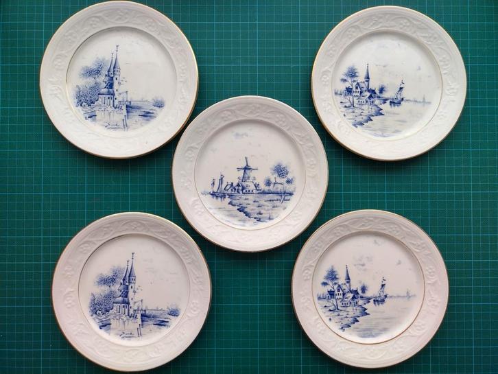 5 bordjes Petrus Regout Maastricht, Antiek en Kunst, Antiek | Servies los, Ophalen of Verzenden