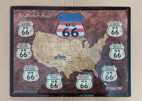 Landkaart usa vs Amerika Route 66 plattegrond wandbord, Huis en Inrichting, Woonaccessoires | Wanddecoraties, Nieuw, Ophalen of Verzenden
