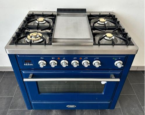 Luxe Fornuis Boretti Majestic 90cm konings blauw frytop, Witgoed en Apparatuur, Fornuizen, Zo goed als nieuw, Vrijstaand, Gas