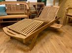 Ligbed Sunlounger TEAK + uitschuifbaar tafeltje, verrijdbaar, Ophalen of Verzenden, Nieuw, Teakhout, Verstelbaar