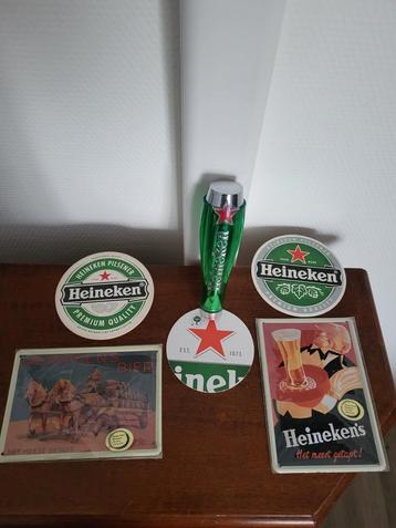 Super mooie grote HEINEKEN Taphendel en 2 bordjes  beschikbaar voor biedingen