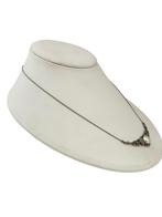 Vintage zilveren collier, choker, met parel en markasiet., Verzenden, Zilver, Ketting, Met edelsteen