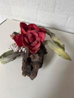 Kerststuk op hout - bloemstuk roos, Ophalen, Zo goed als nieuw, Binnen