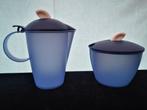 Tupperware Roomstel Melkkan Suikerpot koffie thee of ontbijt, Ophalen, Zo goed als nieuw, Blauw, Beker of Kan