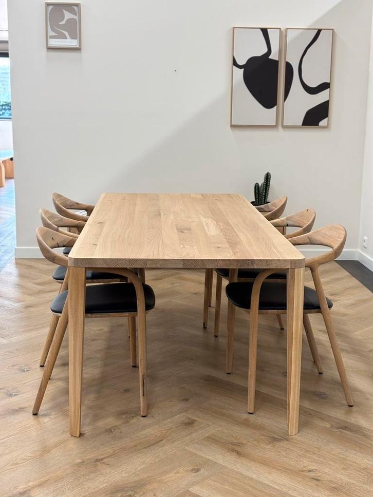Eiken tafel inclusief 6 Artisan Neva stoelen, Huis en Inrichting, Tafels | Eettafels, Zo goed als nieuw, 50 tot 100 cm, 200 cm of meer