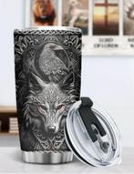 roestvrijstalen Reismok met Wolf & Keltische Knoop Ontwerp, Verzenden