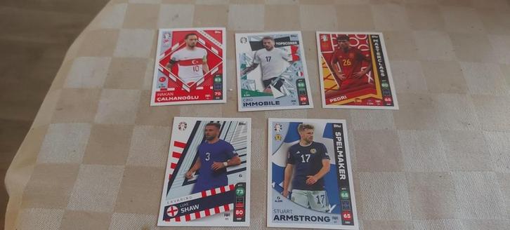 5 voetbal plaatjes EK 2024 oa Pedri Armstrong Shaw Immobile, Hobby en Vrije tijd, Stickers en Plaatjes, Nieuw, Meerdere plaatjes