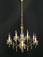 kroonluchter met facet midden vaas en kristallen bladpegels, Ophalen, Gebruikt