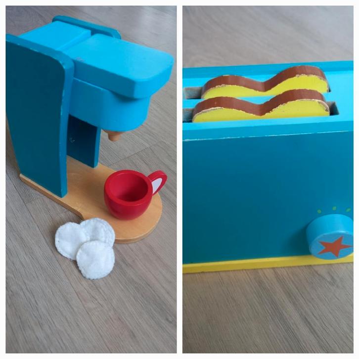 Houten speelgoed Hema koffiezetapparaat en broodrooster  €5,, Kinderen en Baby's, Speelgoed | Speelkeukens, Gebruikt, Ophalen of Verzenden