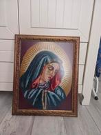 Geborduurd Christelijk Schilderij - Ontspiegeld Glas, Antiek en Kunst, Ophalen