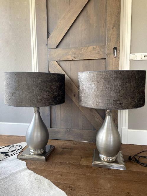 Lampenvoet met lampenkap, Huis en Inrichting, Lampen | Lampenkappen, 50 cm of meer, Rond, Bruin, Grijs, Overige kleuren, Ophalen
