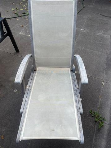 Teakhouten ligstoel met textileen – Les Jardins beschikbaar voor biedingen