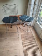 2x vintage Knoll bertoia draad barkrukken, 2 krukken, Ophalen, Gebruikt, Leer