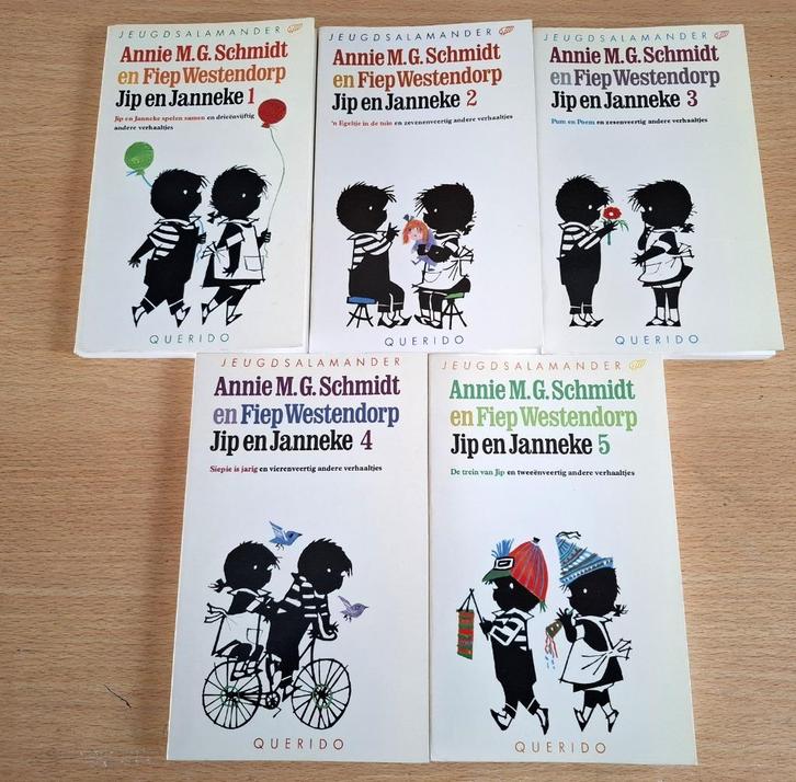 vintage Jip en Janneke (deel 1 t/m 5) - Annie M.G. Schmidt, Antiek en Kunst, Curiosa en Brocante, Ophalen of Verzenden