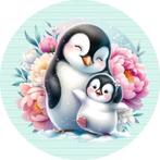 L414 luxe icing pinguin 20cm eetbare taart plaat print, Ophalen of Verzenden, Nieuw, Taarten, Versiering
