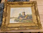 Schilderij met lijst hollandse molen en polder landschap, Ophalen