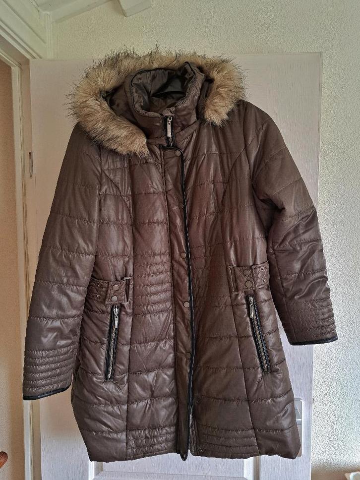 Bruine dames winterjas jas met capuchon maat 46 / XL, Kleding | Dames, Jassen | Winter, Zo goed als nieuw, Maat 46/48 (XL) of groter