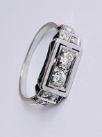 Art deco gouden ring met diamanten 0,29kt, Ophalen of Verzenden, Zo goed als nieuw, 17 tot 18, Dame of Heer