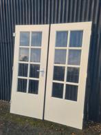 Houten dubbele binnendeuren met glas, Doe-het-zelf en Verbouw, Deuren en Horren, Ophalen, Gebruikt, 80 tot 100 cm, Binnendeur