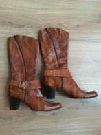 Bruine halfhoge leren laarzen, maat 40/41, Hoge laarzen, Bruin, Ophalen of Verzenden, Zo goed als nieuw