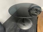 Bijzettafel boogie smoke glas mango hout trompet poot, Minder dan 55 cm, Rond, Nieuw, Glas
