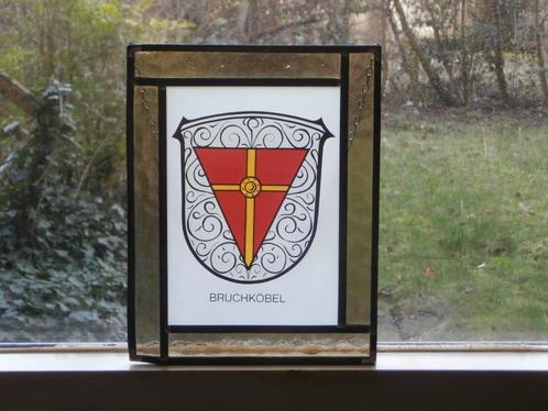 Gebrandschilderd Bruchköbel Germany raamhanger glas-in-lood, Antiek en Kunst, Antiek | Glas en Kristal, Ophalen of Verzenden