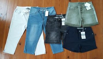 Pakket set van 5 nieuwe capri shorts broeken, maat S 36