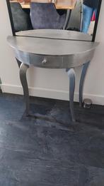Industriële muurtafel (demi-lune) van gegalvaniseerd staal, Huis en Inrichting, Tafels | Sidetables, Ophalen, 50 tot 100 cm, Zo goed als nieuw