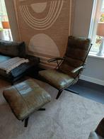 Leren Relaxstoel met Voetenbank van merk Het Anker., Ophalen, 75 tot 100 cm, Zo goed als nieuw, Metaal