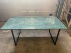 Marmeren Eettafel 180x90 cm Groen met Buisframe onderstel, 50 tot 100 cm, Nieuw, Overige materialen, 150 tot 200 cm