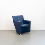 3x Leolux Dolcinea Fauteuil Blauw Leer - Chroom, Niet ingevuld, Gebruikt, Minder dan 75 cm, Niet ingevuld