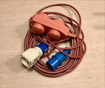 Camping Stroomkabel 10m + CEE stekker en adapter beschikbaar voor biedingen