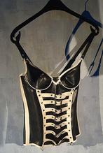 corset latex zwart wit larp, Verzenden, Gebruikt, Bovenkleding