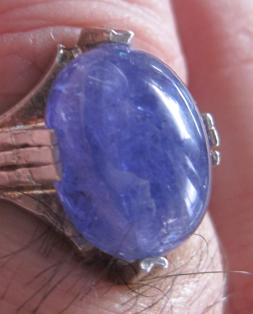 Tanzanite %100 natuurllijk ca. 6 karaat zilver 925 ring, Ophalen, 20 of groter, Blauw, Zo goed als nieuw