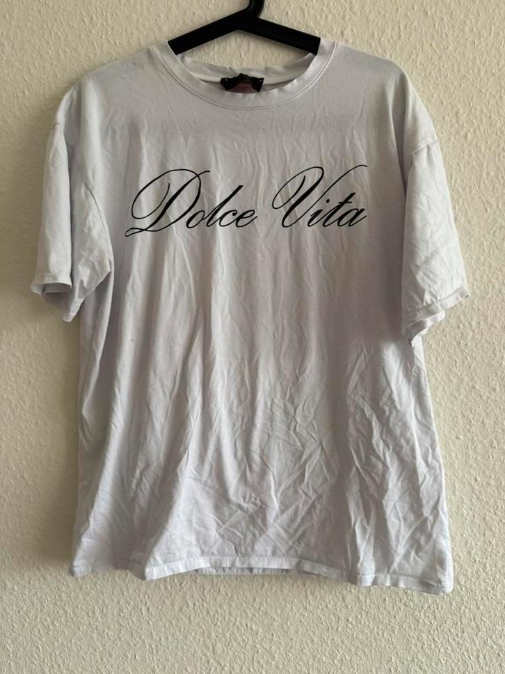 Wit T-shirt Dolce Vita van Uniplay, maat L, Kleding | Heren, T-shirts, Zo goed als nieuw, Maat 52/54 (L), Wit, Ophalen of Verzenden
