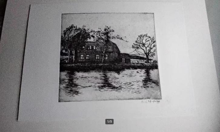 Originele ETS Gesigneerd Amsterdamse Aernout Hagen 1979, Antiek en Kunst, Kunst | Etsen en Gravures, Ophalen of Verzenden