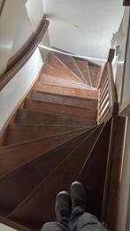 Halfslag trap met dubbele spil hardhout mahonie 303cm hoog, Doe-het-zelf en Verbouw, Ophalen of Verzenden, Gebruikt, Trap, 2 tot 4 meter